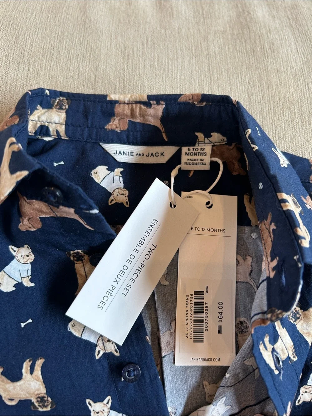 Janie and Jack Navy Dog-Print Set